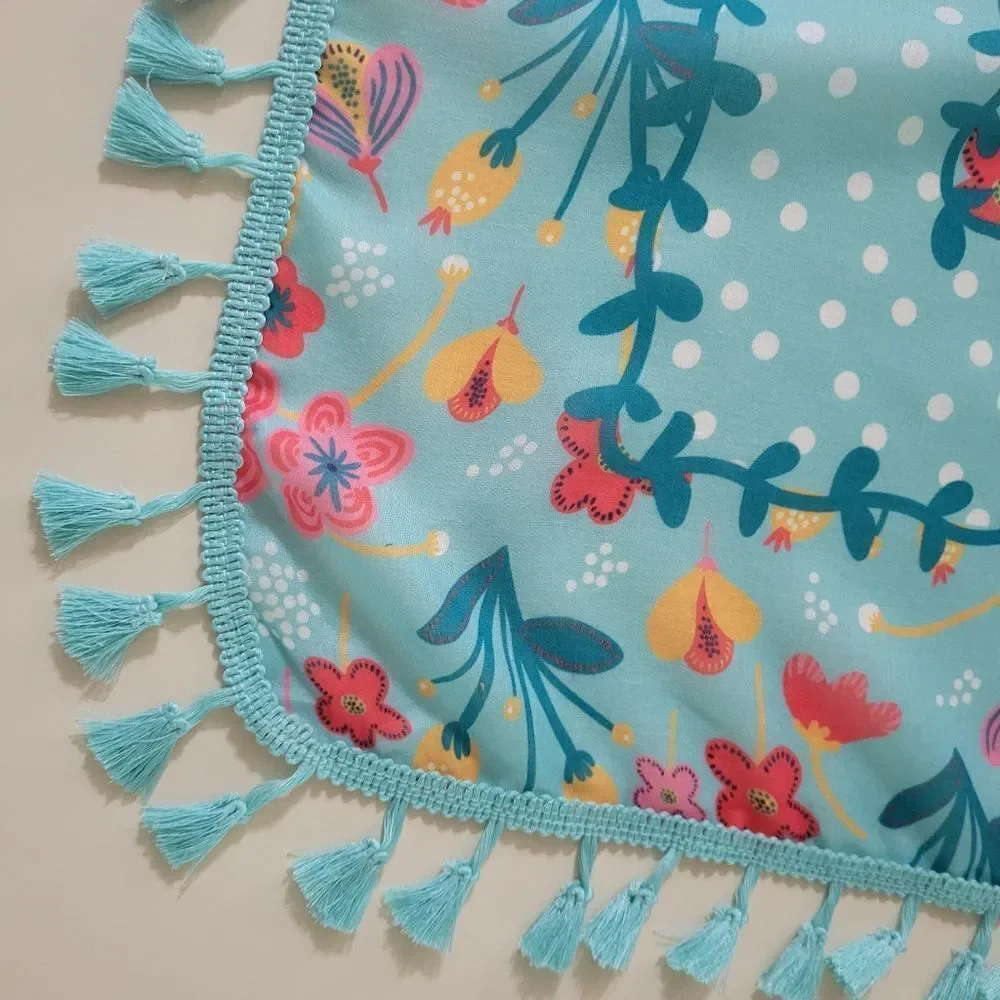 Live Simply Multi Color Floral Polyester Tassel Fringe Scarf